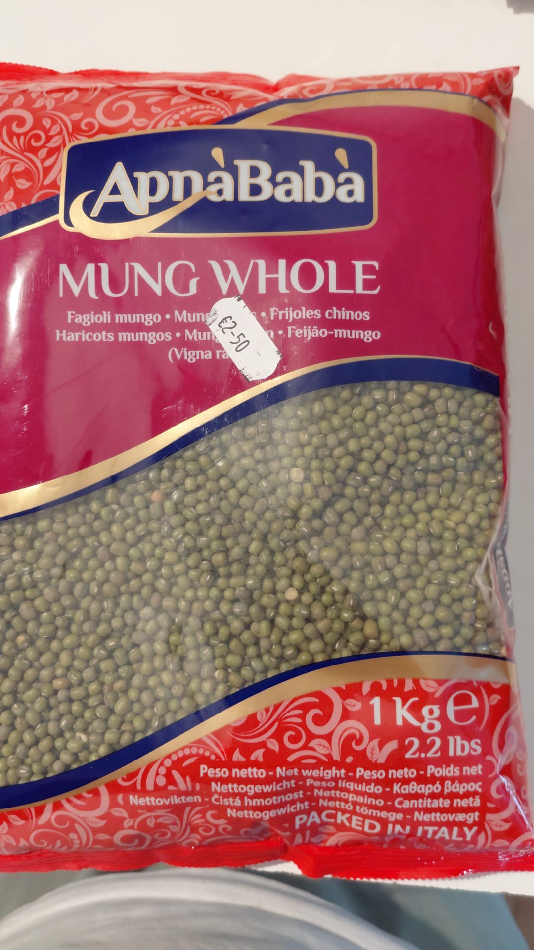 ApnaBabà Mung Whole Fagioli Mungo Interi 1kg